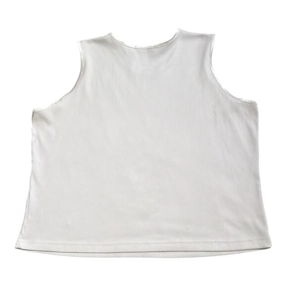 ALIA Womens Plus Size 3X Beige Polyester Rib Sleeveless Stretch Tank Top Shirt - Picture 2 of 4